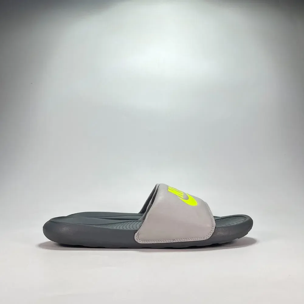Nike Victori One Grey Fog Volt Casual Slide Sandals CN9675-011 Men's Size 13